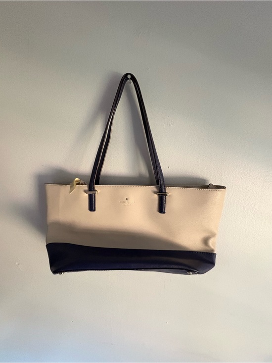 kate spade Handbags - Kate Spade New York Cream & Navy Saffiano Leather Tote